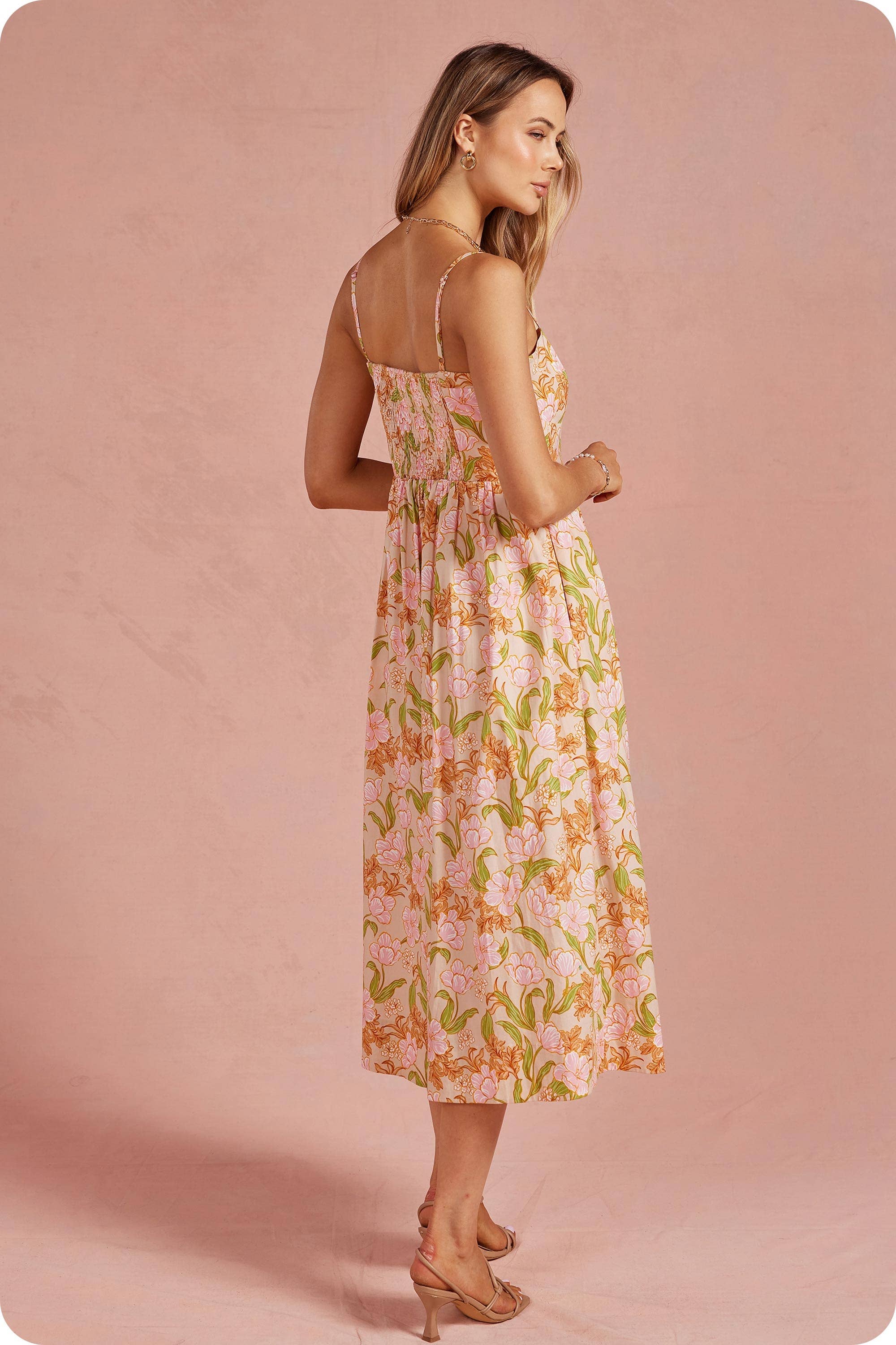 Bloom Meadow Sleeveless Pleat Midi Dress - Surprise Lily