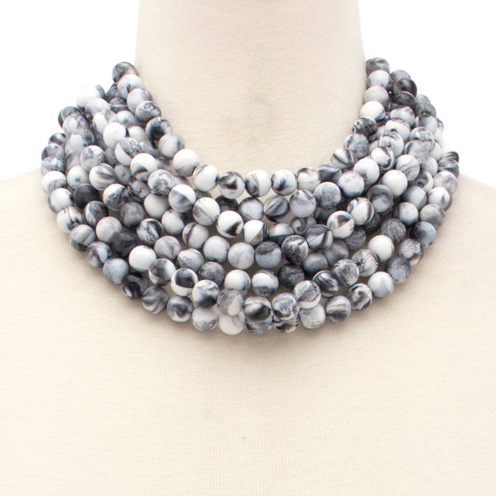 Chunky Beaded Layered Magnetic Necklace - Surprise Lily