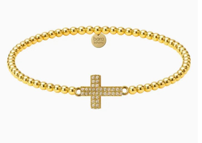 14k gold filled beaded bracelet, waterproof and hypoallergenic, stackable jewelry for women