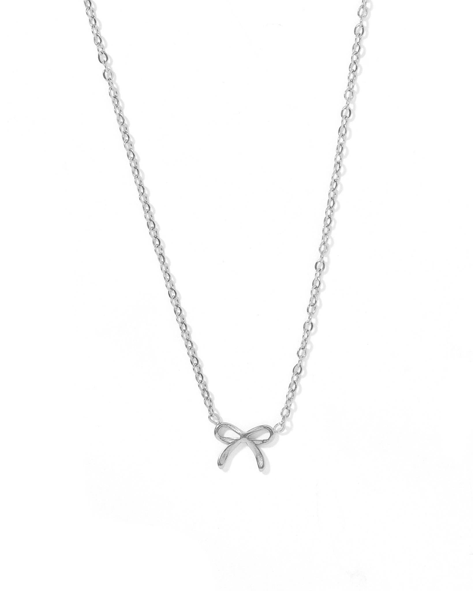 Necklace - Sadie Bow Silver - Surprise Lily