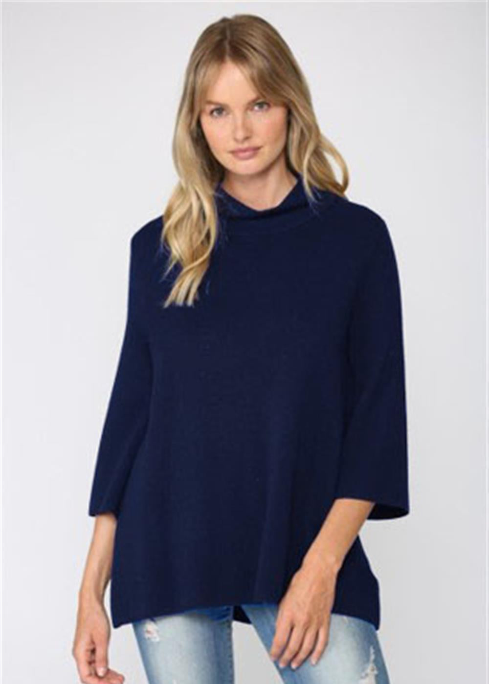 Monica Mock Neck Sweater in Navy - Top - Sweater - Surprise Lily