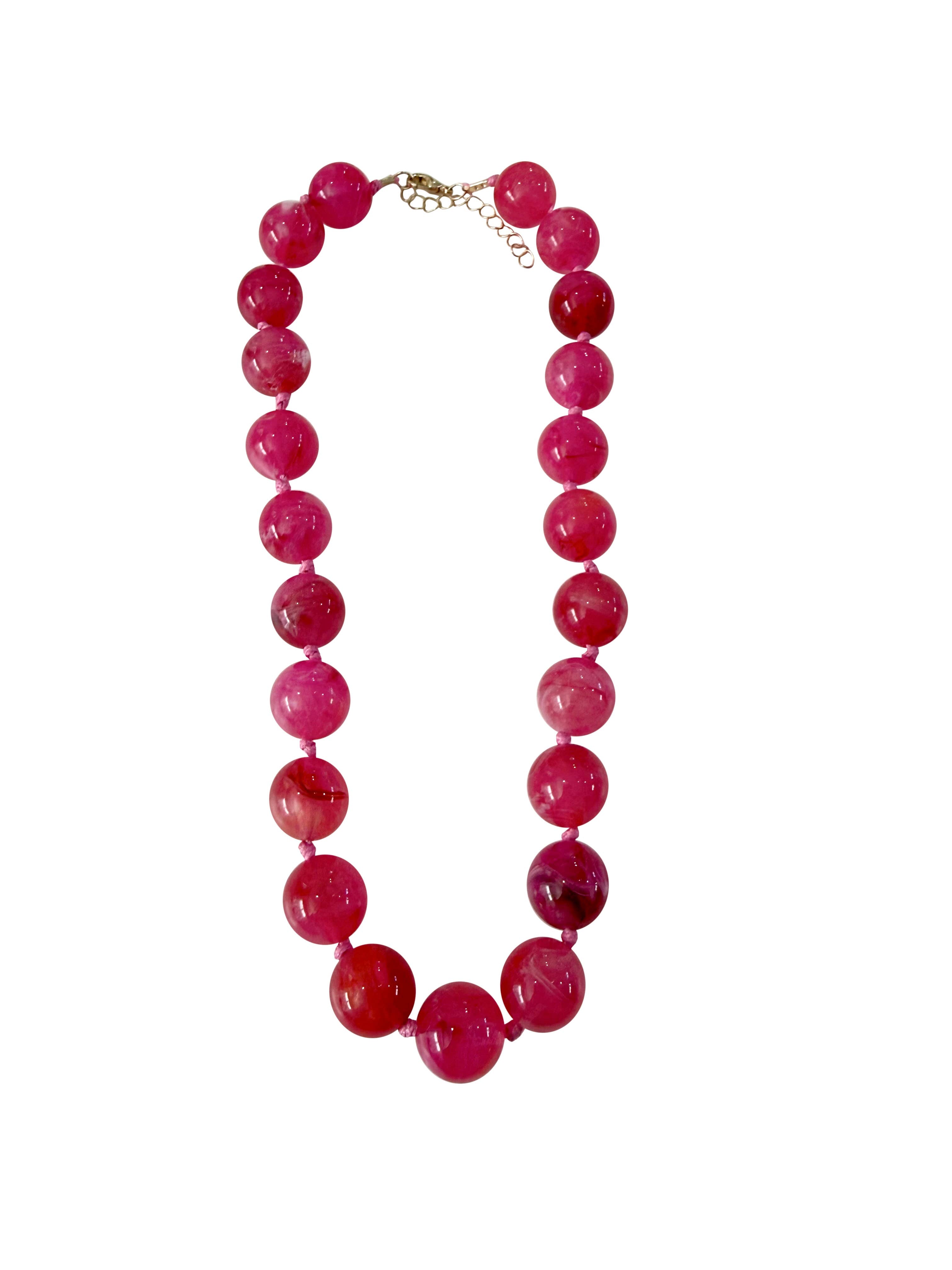 Mabry Chunky Beaded Necklace- Hot Pink - Surprise Lily