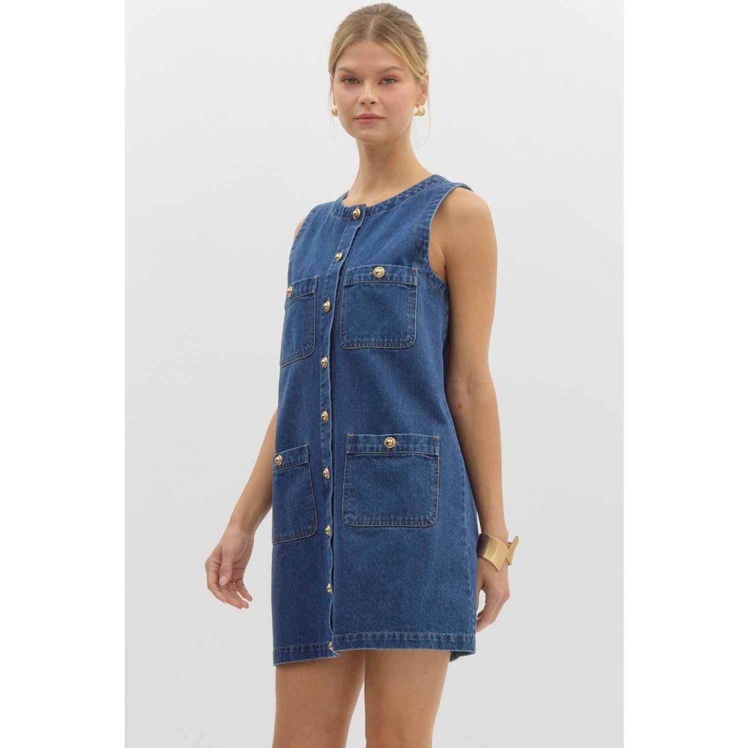Rebecca Sleeveless Mini Denim Dress
