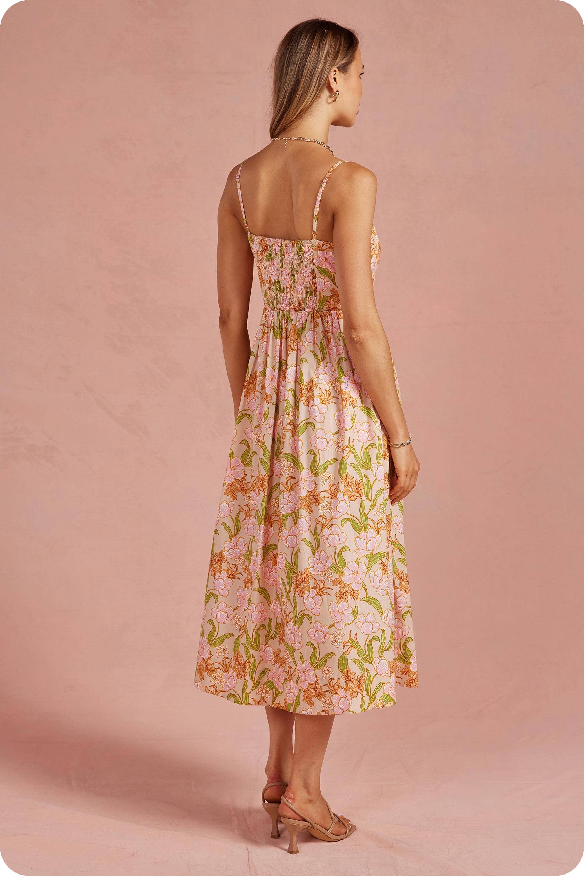 Bloom Meadow Sleeveless Pleat Midi Dress - Surprise Lily