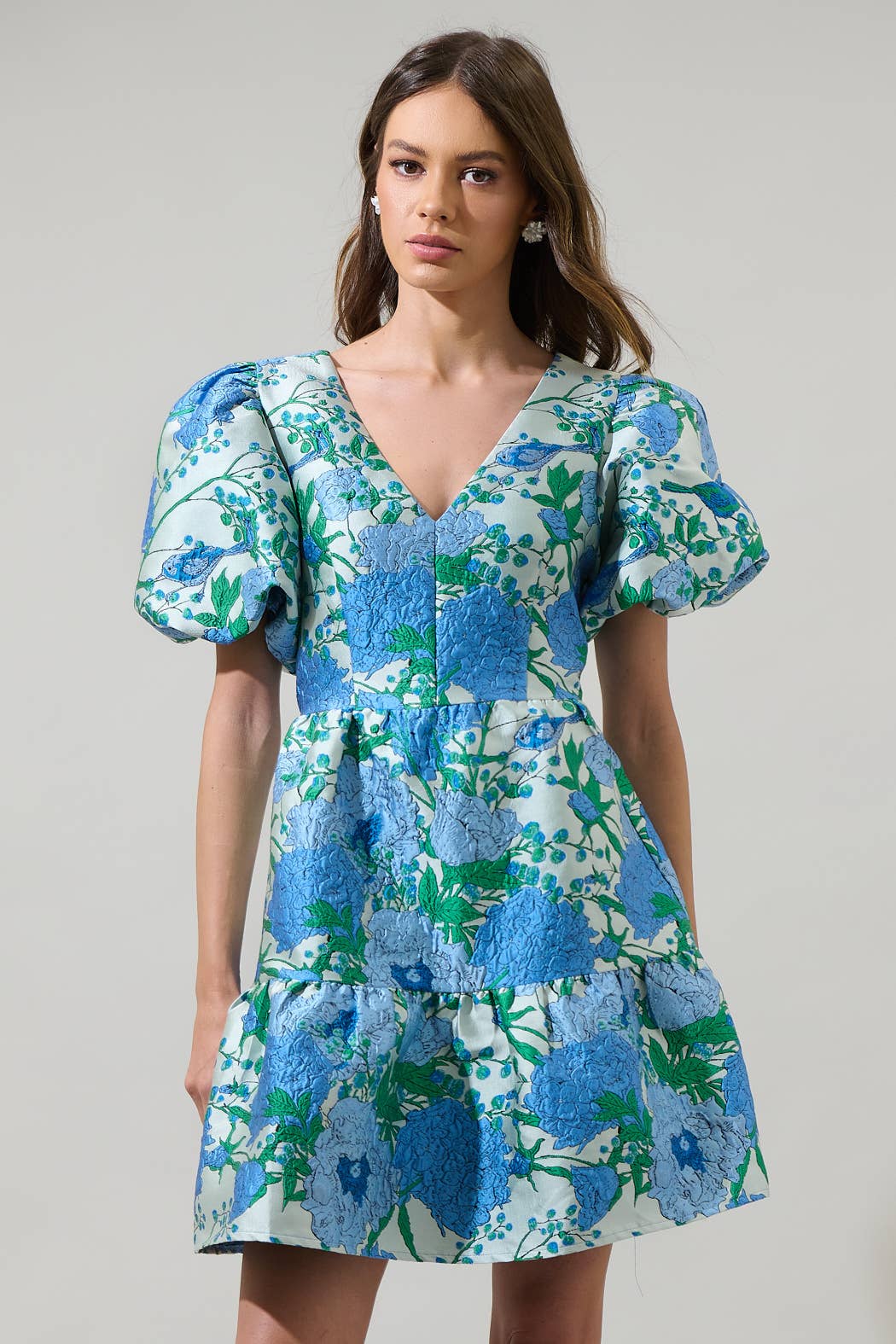 Willa Floral May Jacquard Tiered Mini Dress - Surprise Lily