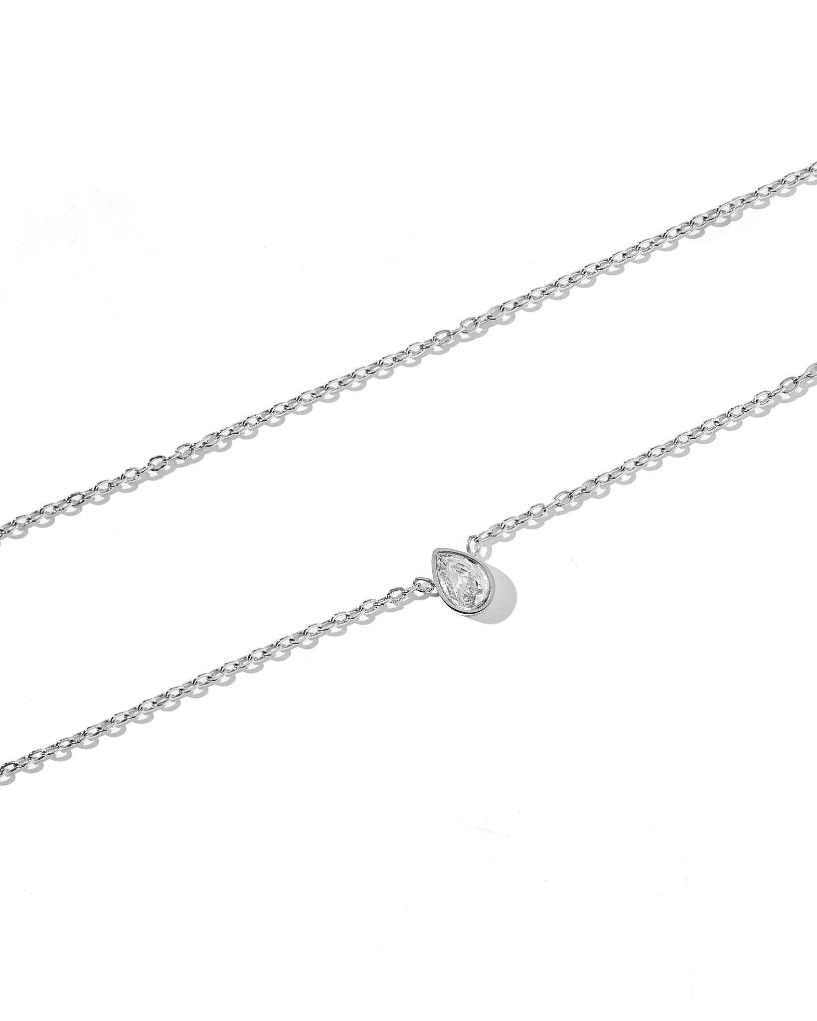 Necklace - Paloma Pear Drop Silver - Surprise Lily
