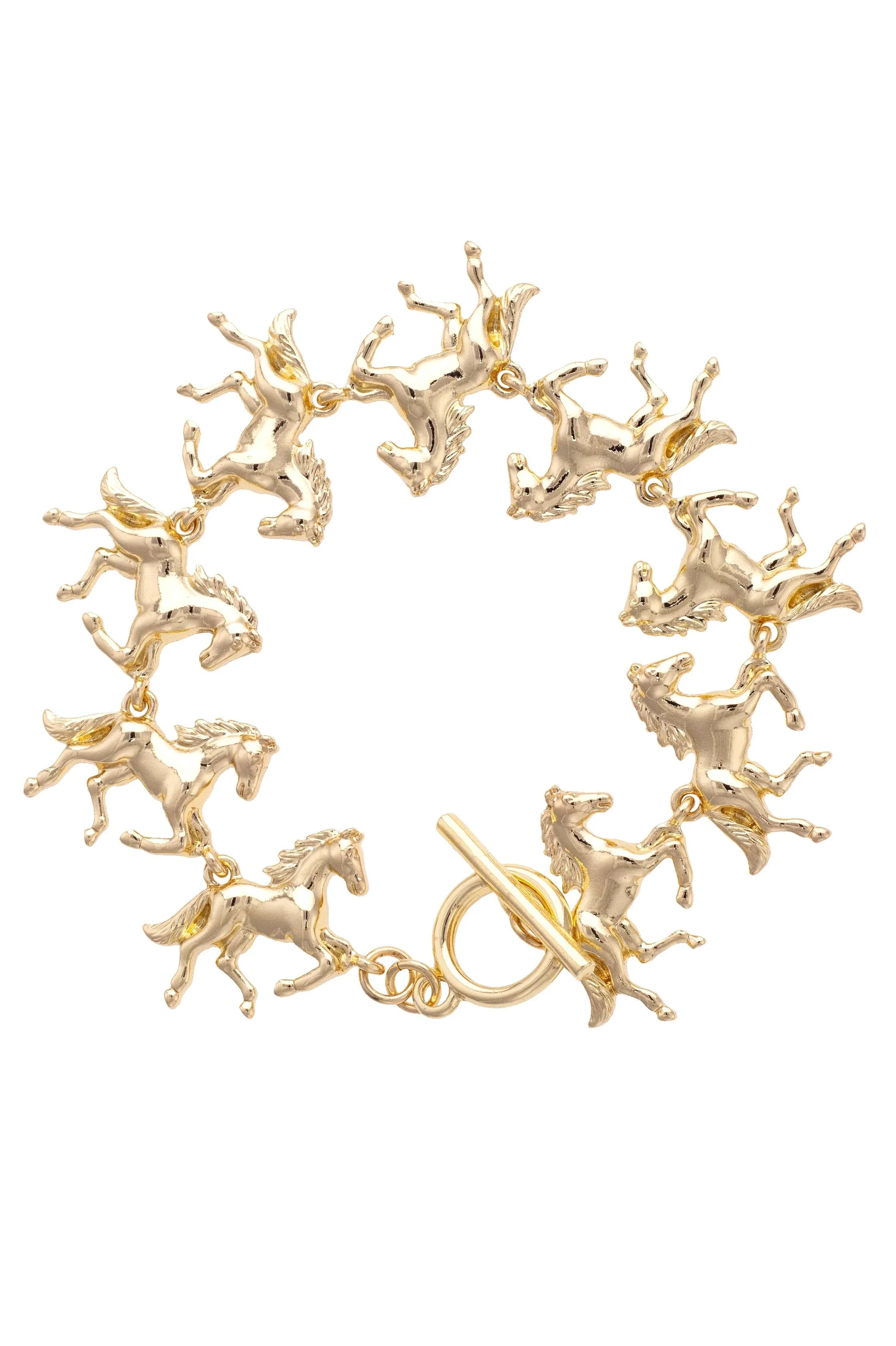 Stallion Herd Toggle Bracelet in Shiny Gold - Surprise Lily