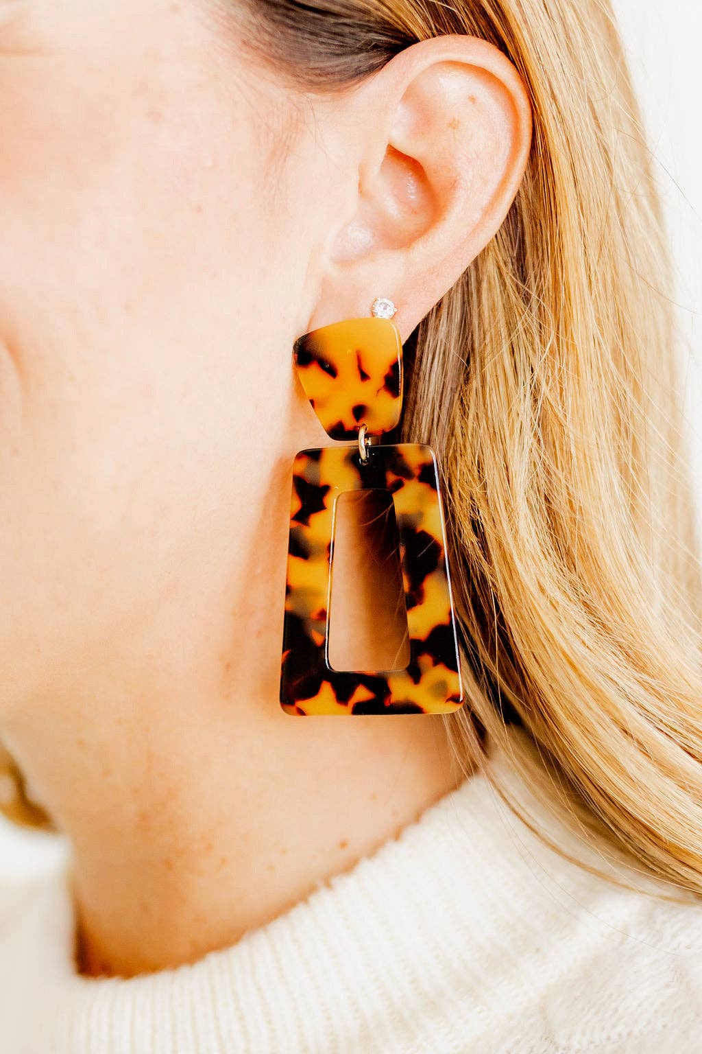 Kennedy Statement Earrings - Brown Tortoise - Surprise Lily