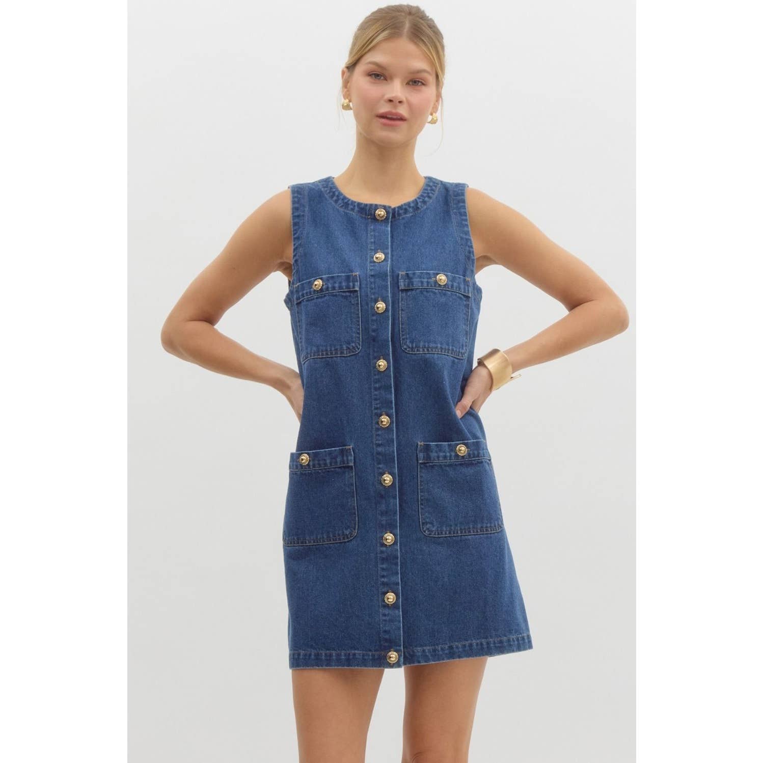 Rebecca Sleeveless Mini Denim Dress