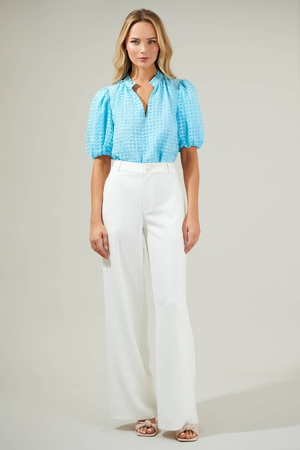 Gretna Organza Check Ruffle Blouse