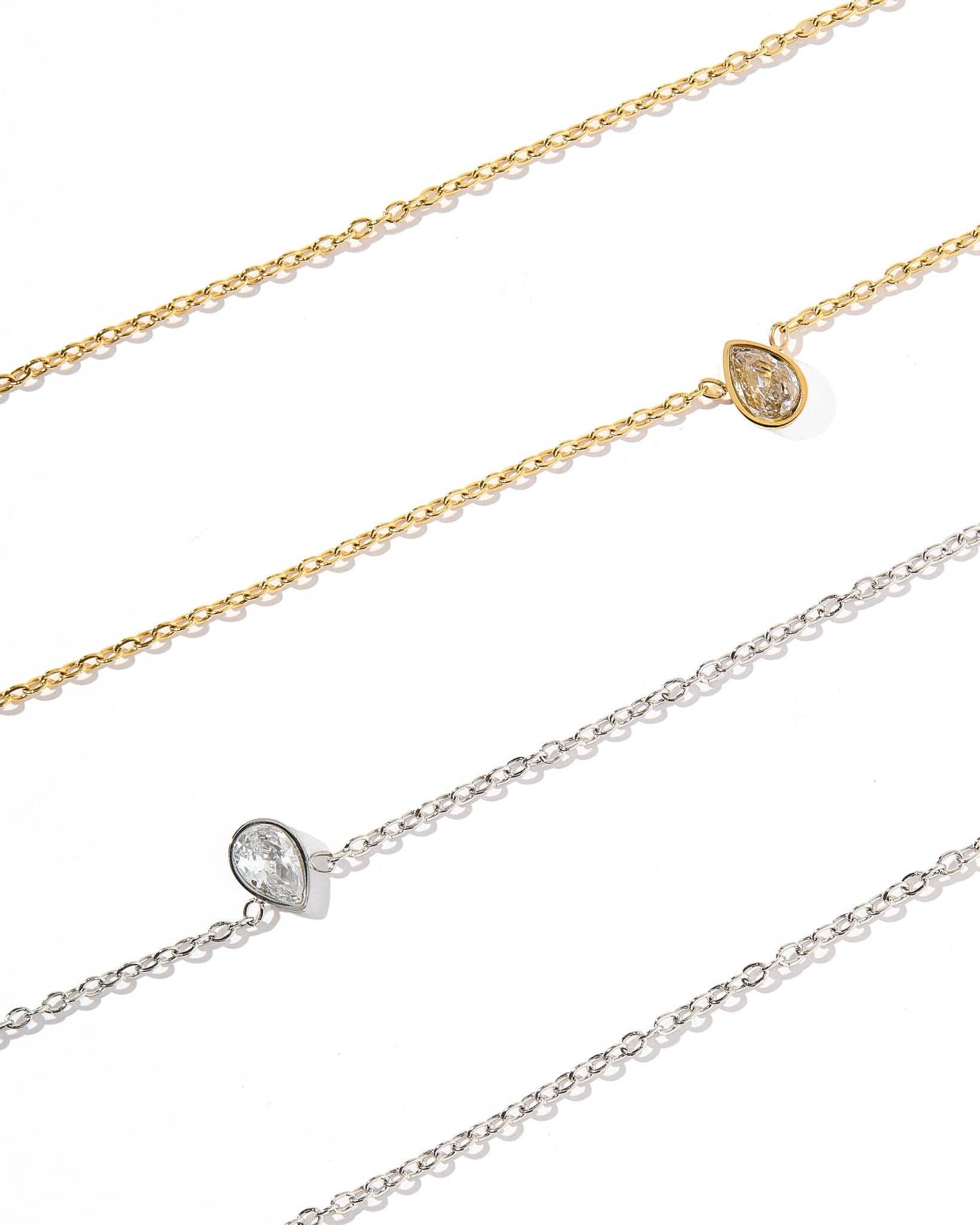 Necklace - Paloma Pear Drop Silver - Surprise Lily