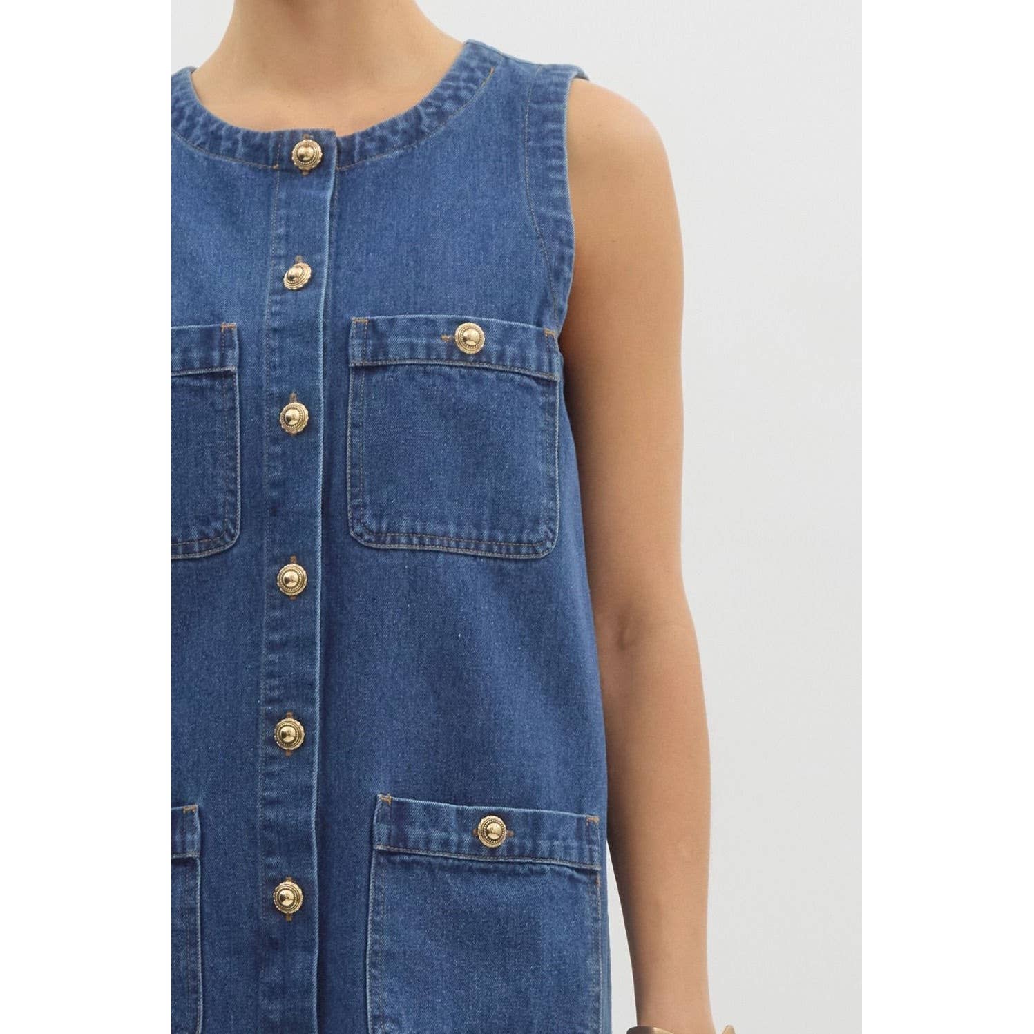 Rebecca Sleeveless Mini Denim Dress