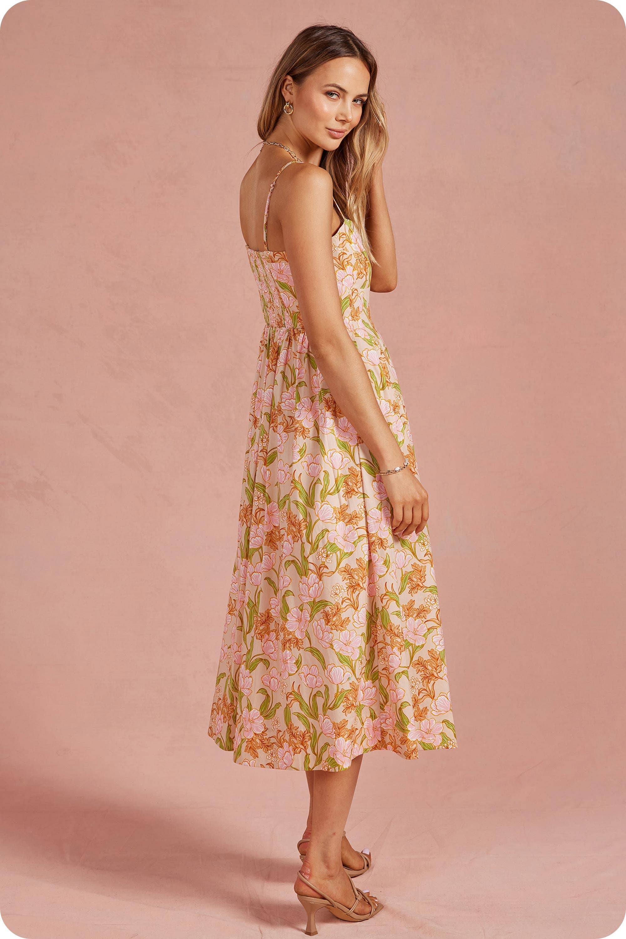 Bloom Meadow Sleeveless Pleat Midi Dress - Surprise Lily
