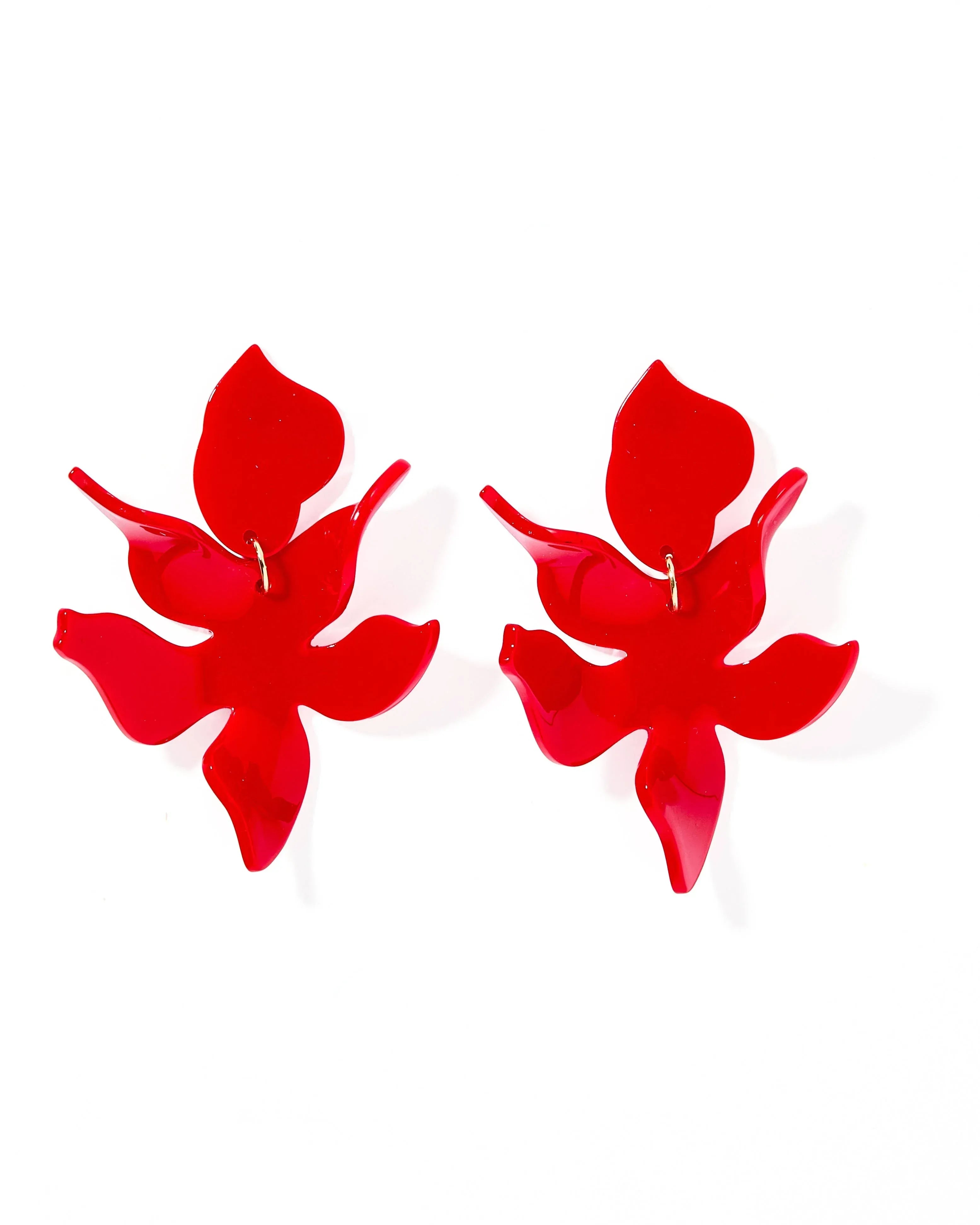 Flora Statement Earrings - True Red - Surprise Lily