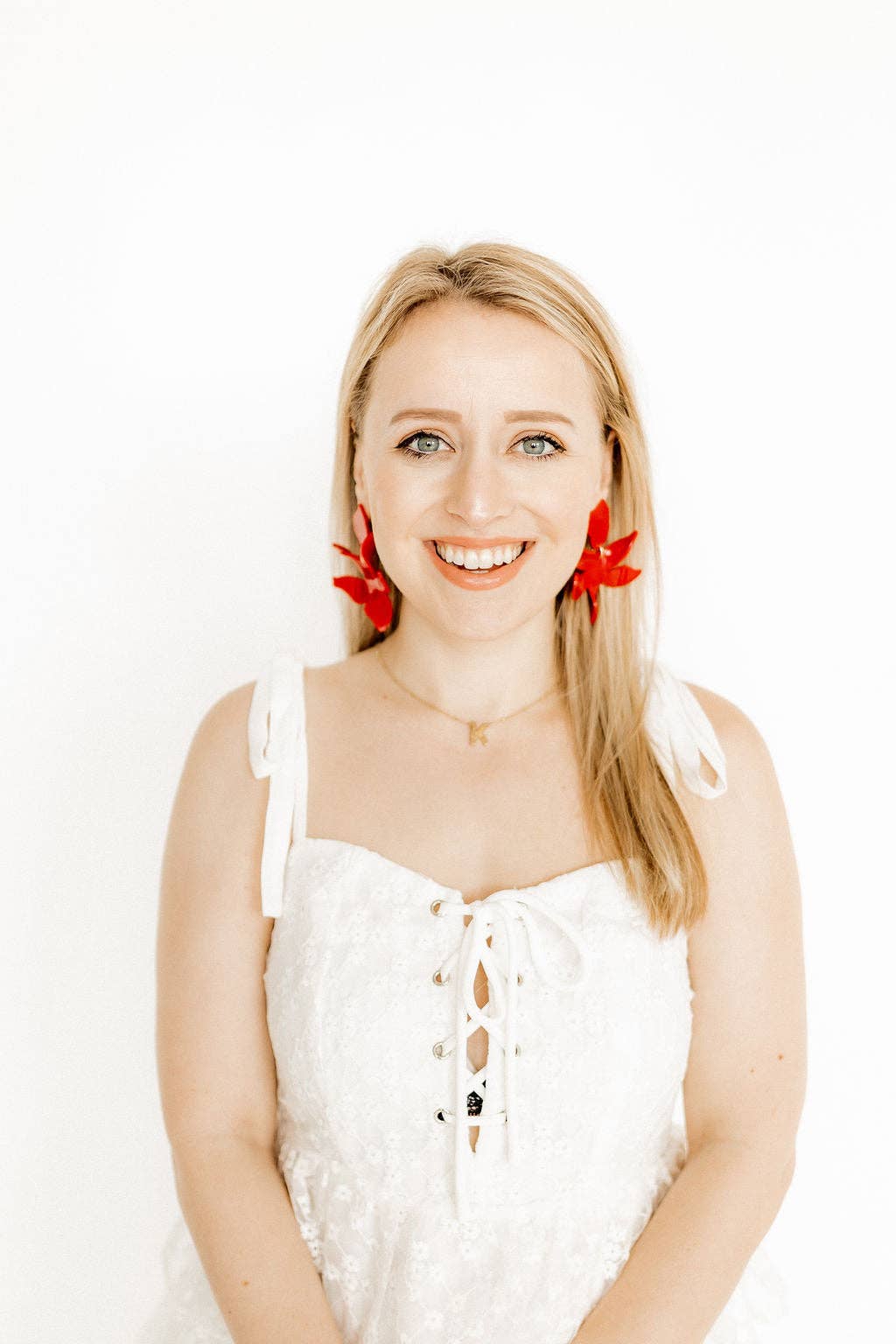 Flora Statement Earrings - True Red