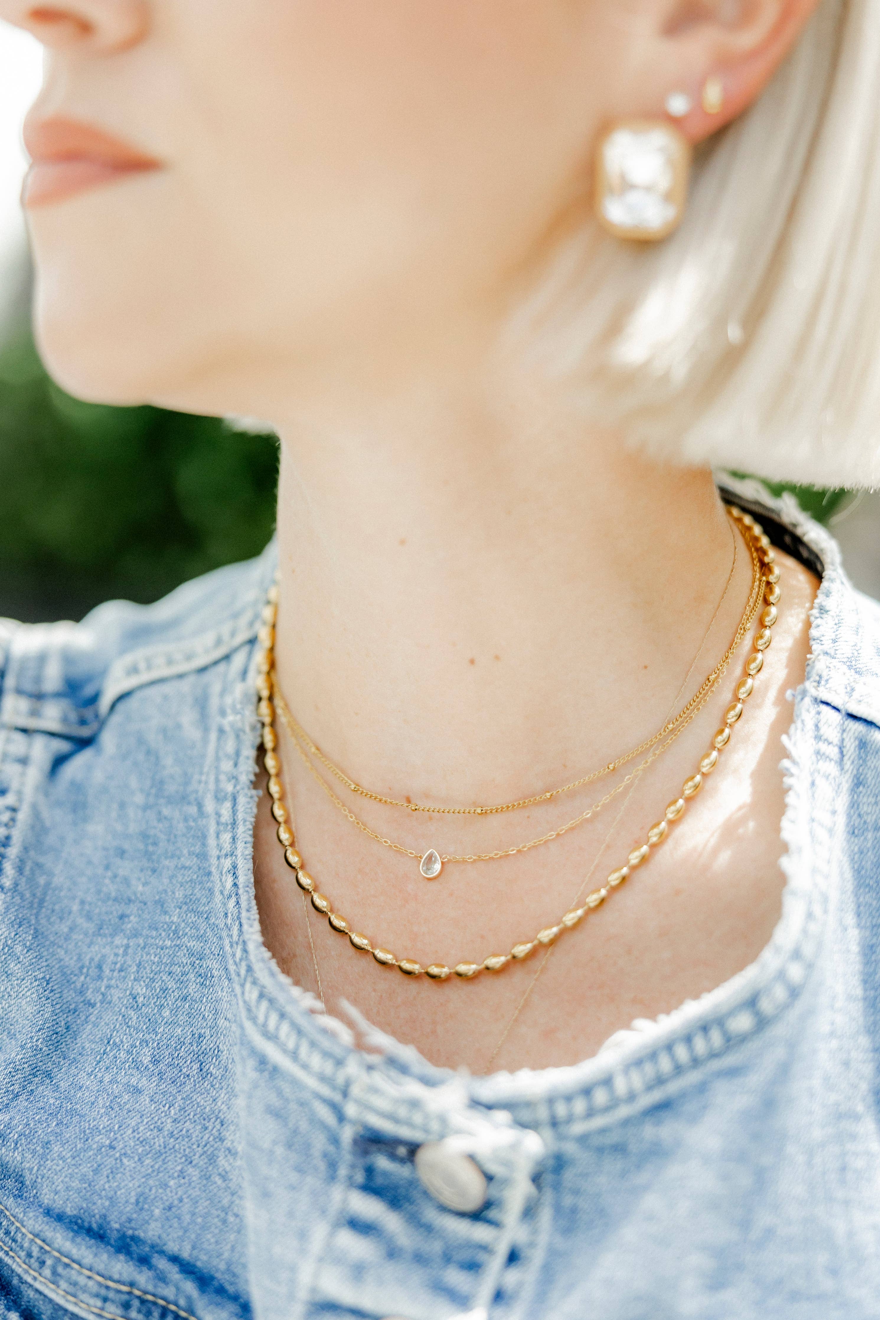 Necklace - Paloma Pear Drop Gold - Surprise Lily