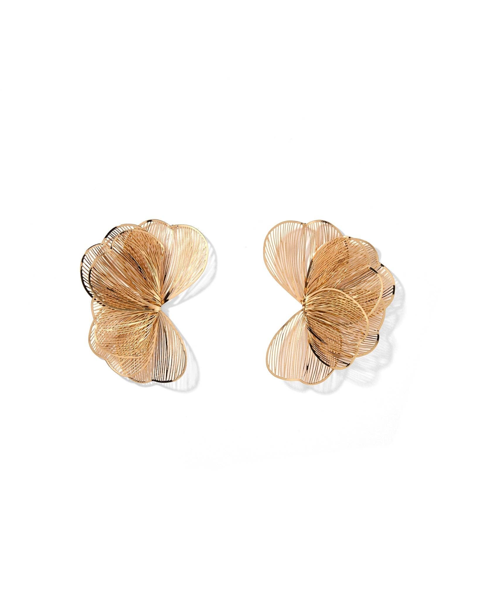Amanda Flower Statement Earrings - Gold - Surprise Lily