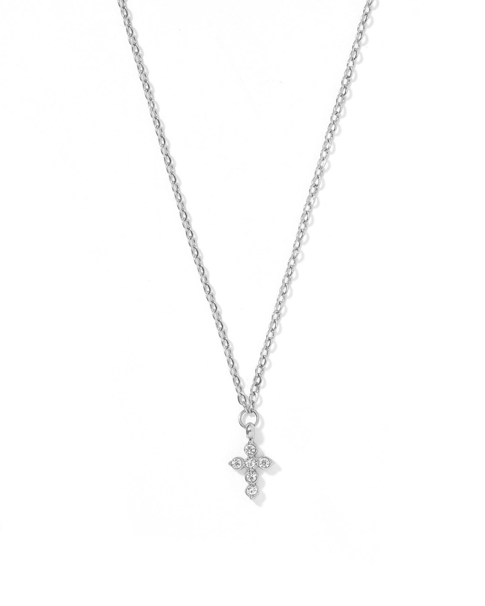 Necklace - Carly Cross Silver - Surprise Lily
