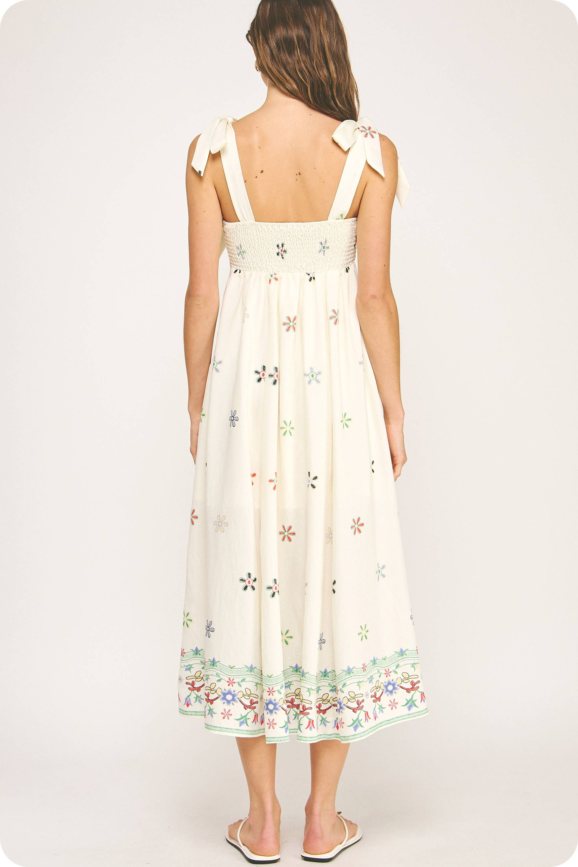 Sleeveless Floral Border Print Midi Dress - Surprise Lily