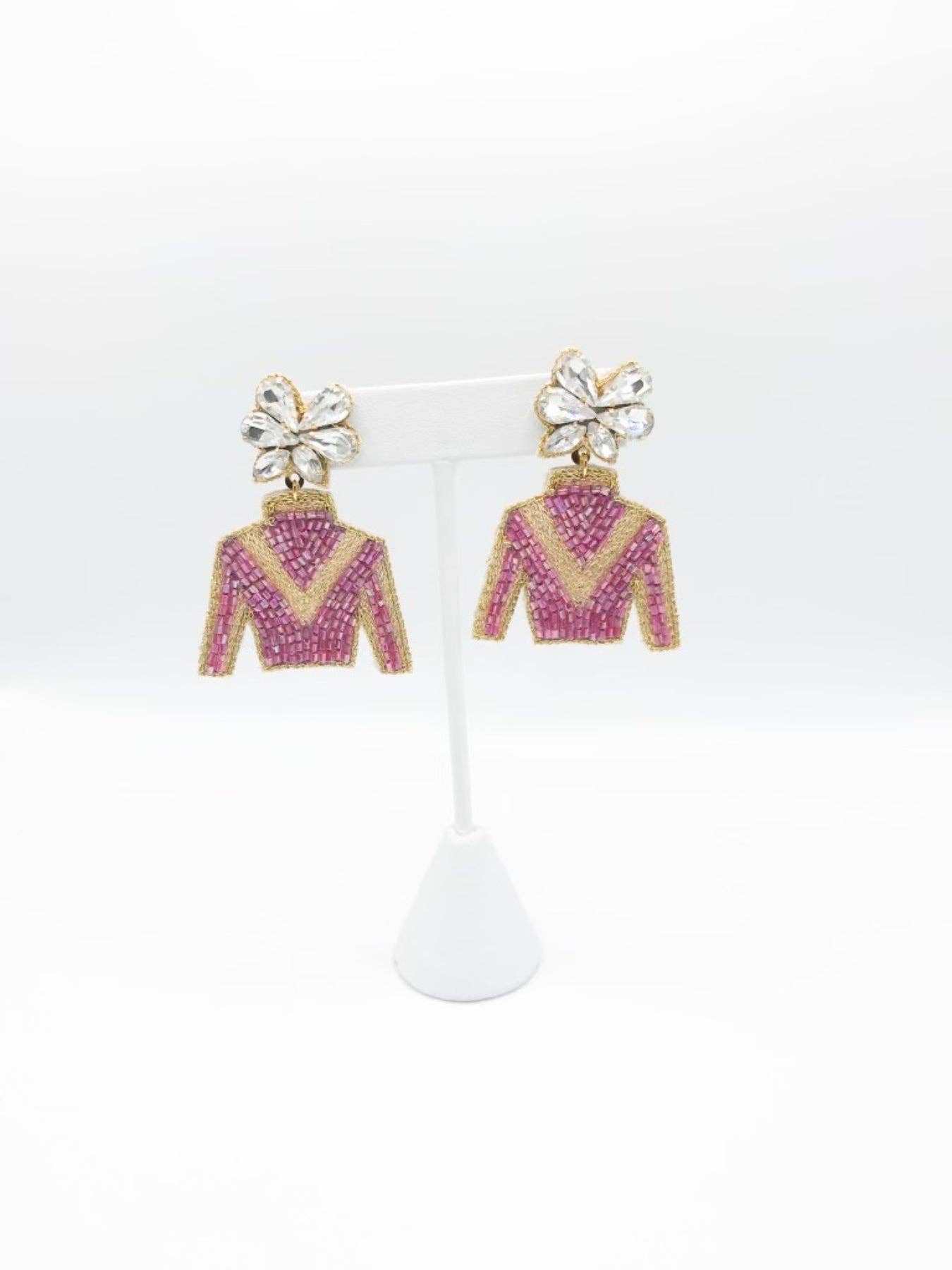 Derby Jockey Silks Earrings Victory Stripe