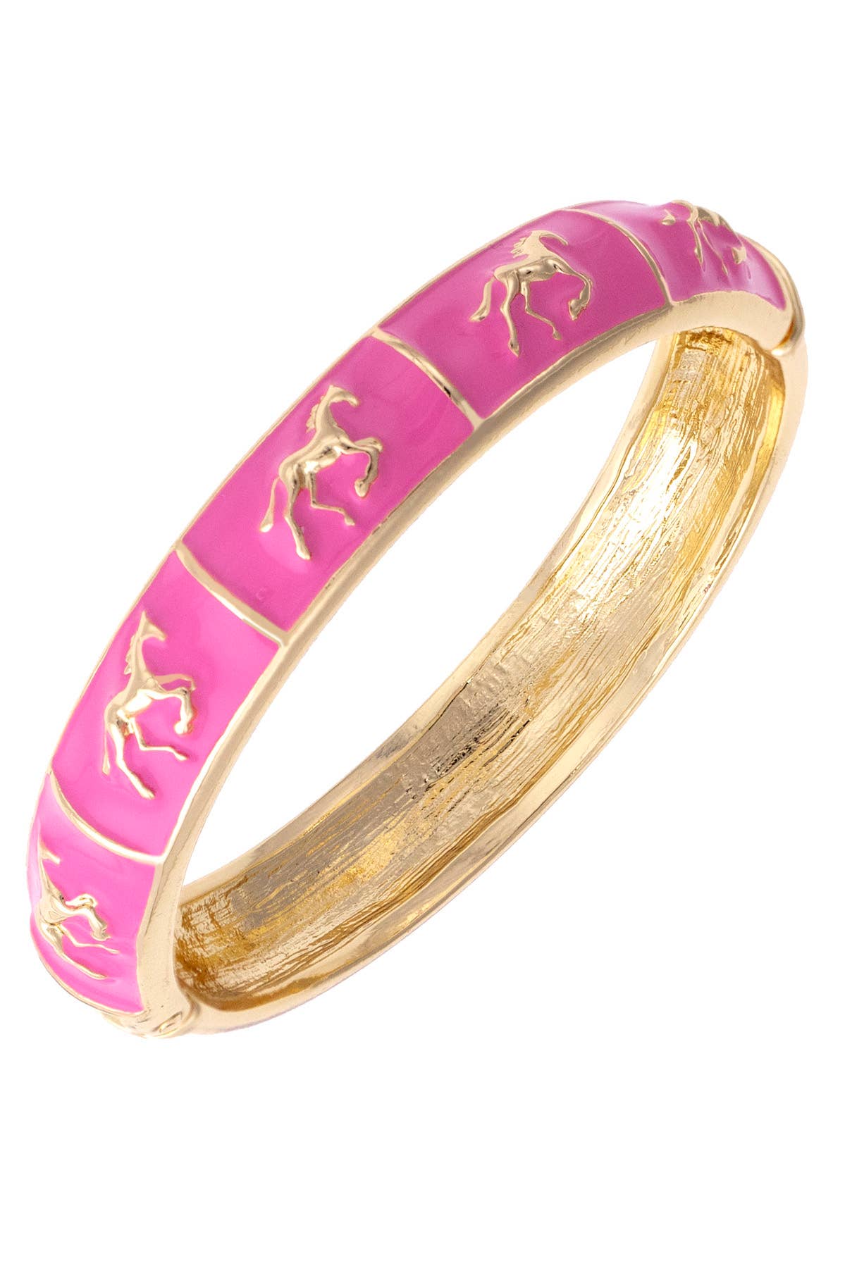 Horsin Around Sculpted Enamel Hinge Bangle - Surprise Lily
