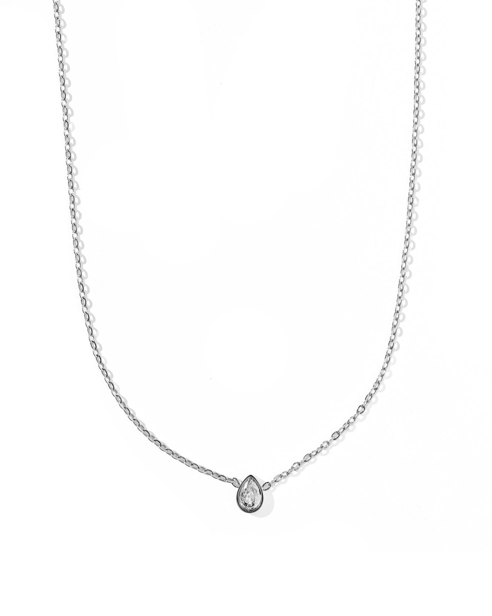 Necklace - Paloma Pear Drop Silver - Surprise Lily