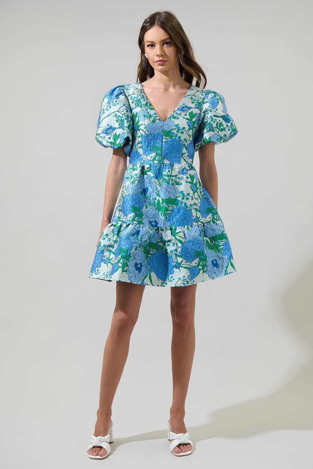 Willa Floral May Jacquard Tiered Mini Dress - Surprise Lily