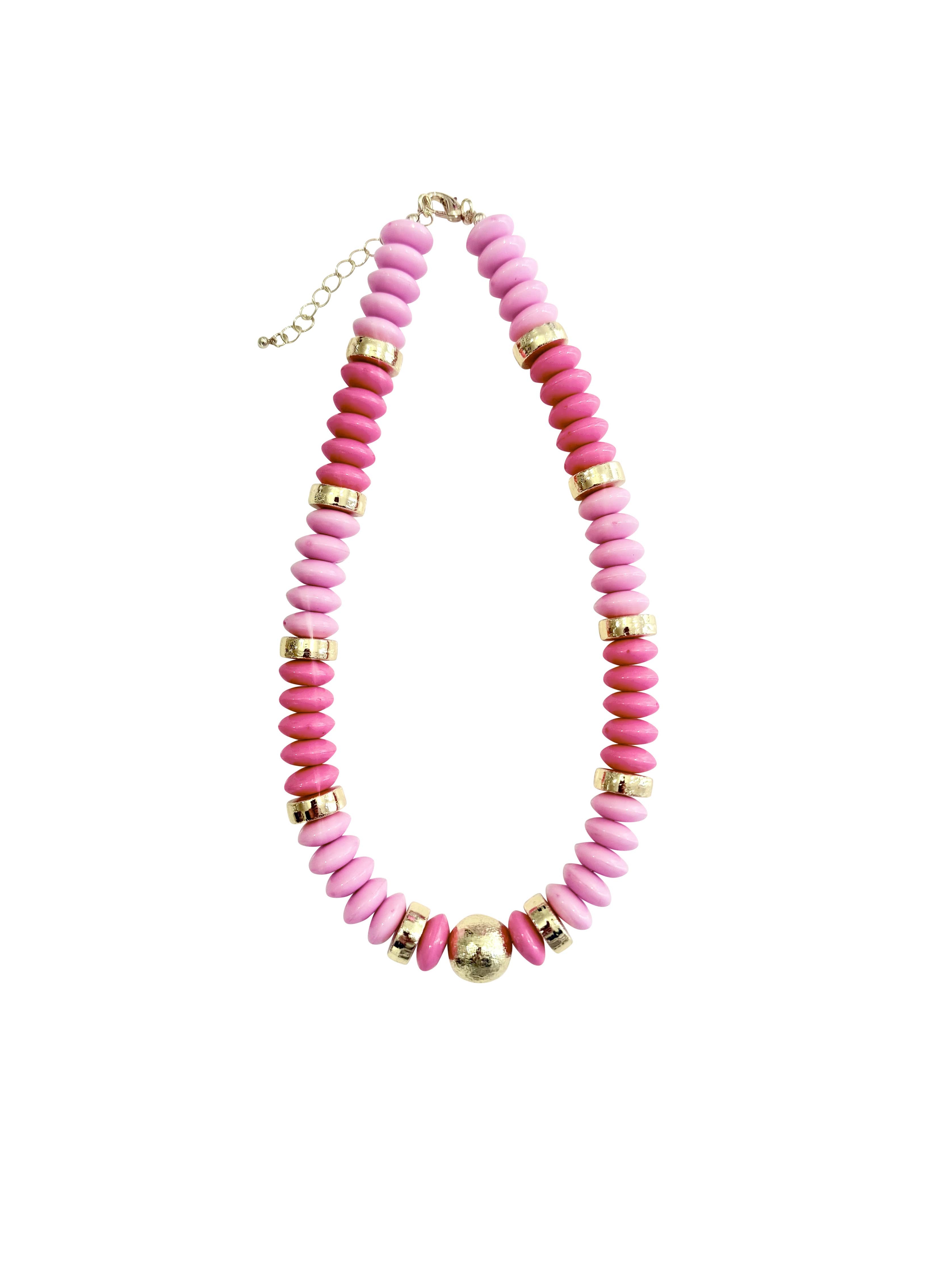 Tobie Beaded Disc Necklace- Pink - Surprise Lily