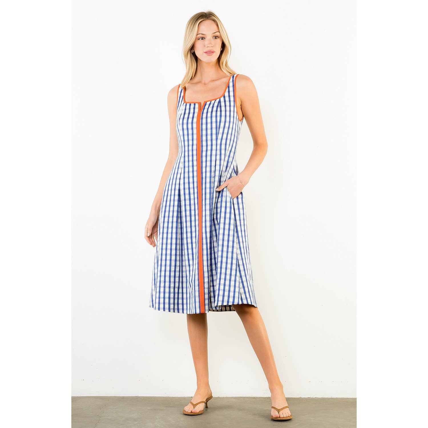 Thin Strap Gingham Pattern Dress - Surprise Lily
