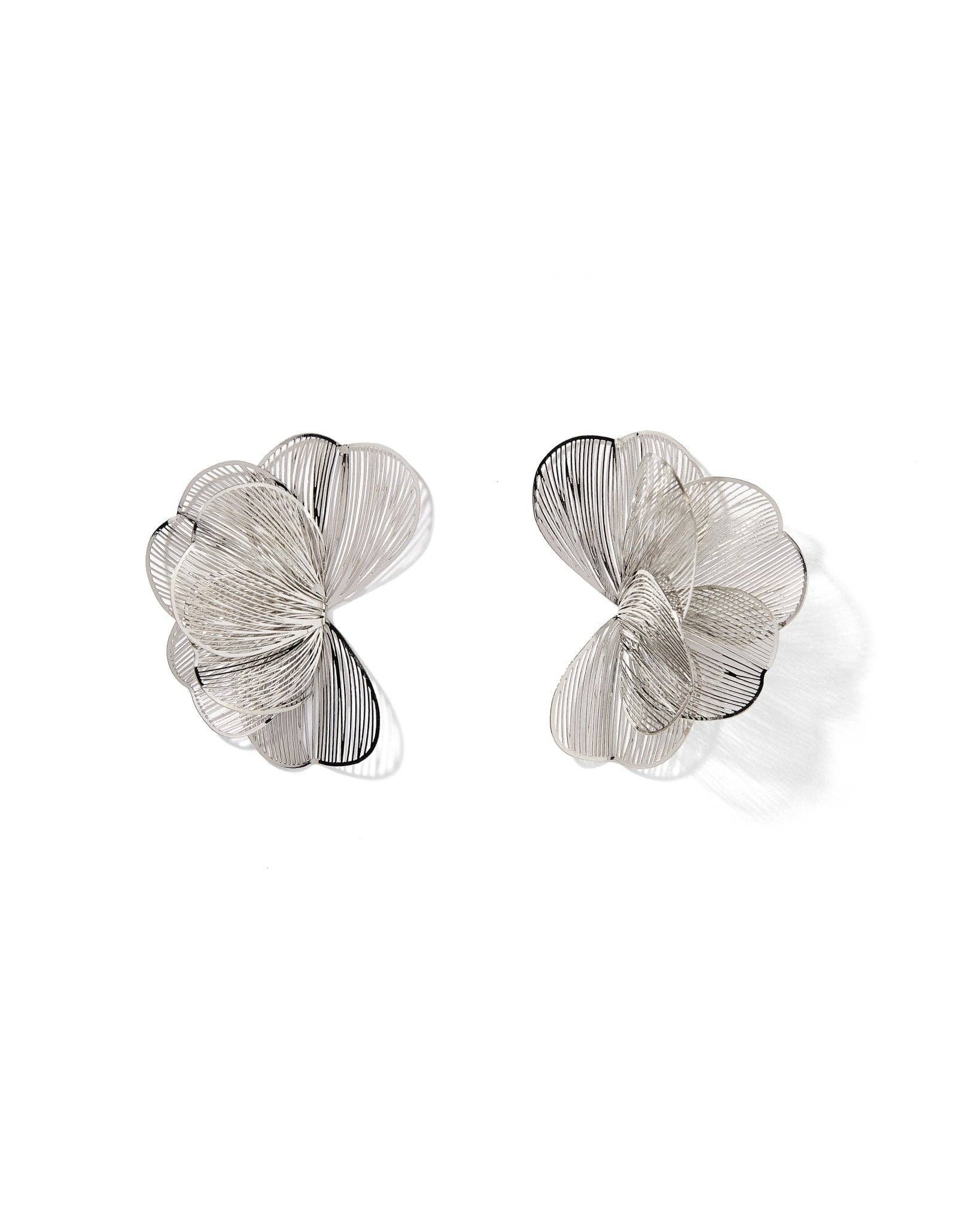 Amanda Flower Statement Earrings - Silver - Surprise Lily