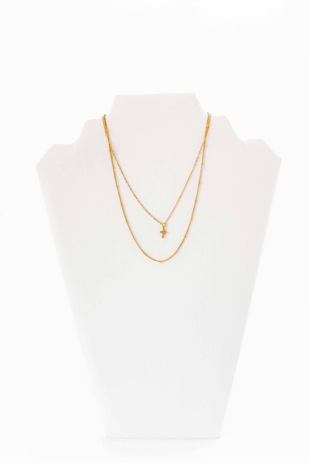 Necklace - Carly Cross CZ Gold - Surprise Lily