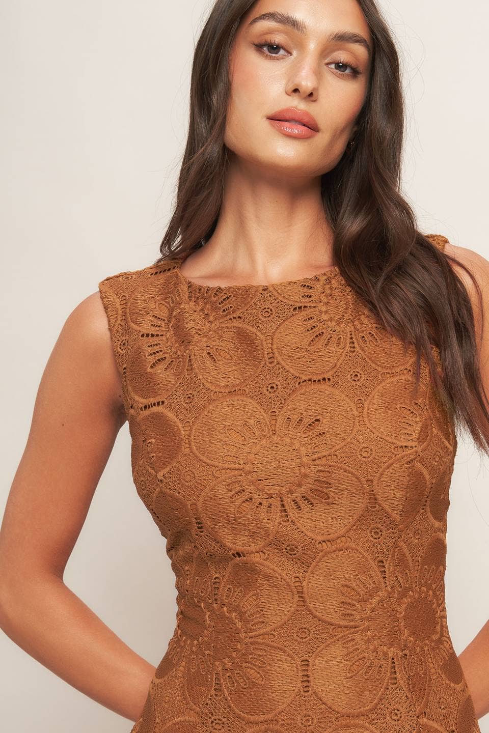 Amber Woven Lace Mini Dress