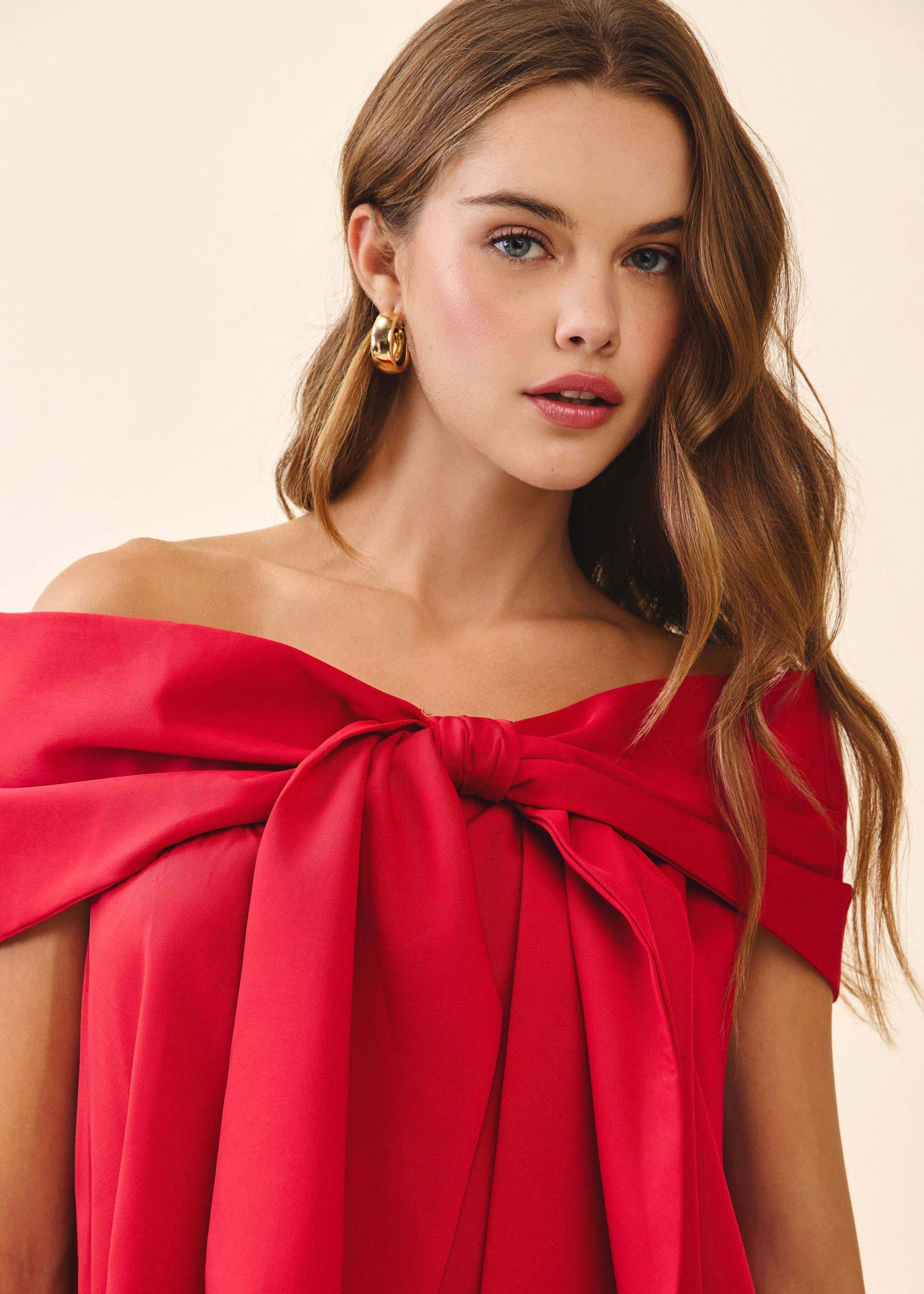 Bow Accented Off The Shoulder Top