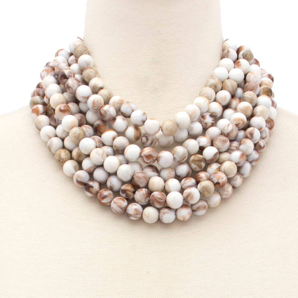 Chunky Beaded Layered Magnetic Necklace - Surprise Lily