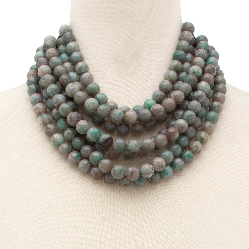 Chunky Beaded Layered Magnetic Necklace - Surprise Lily
