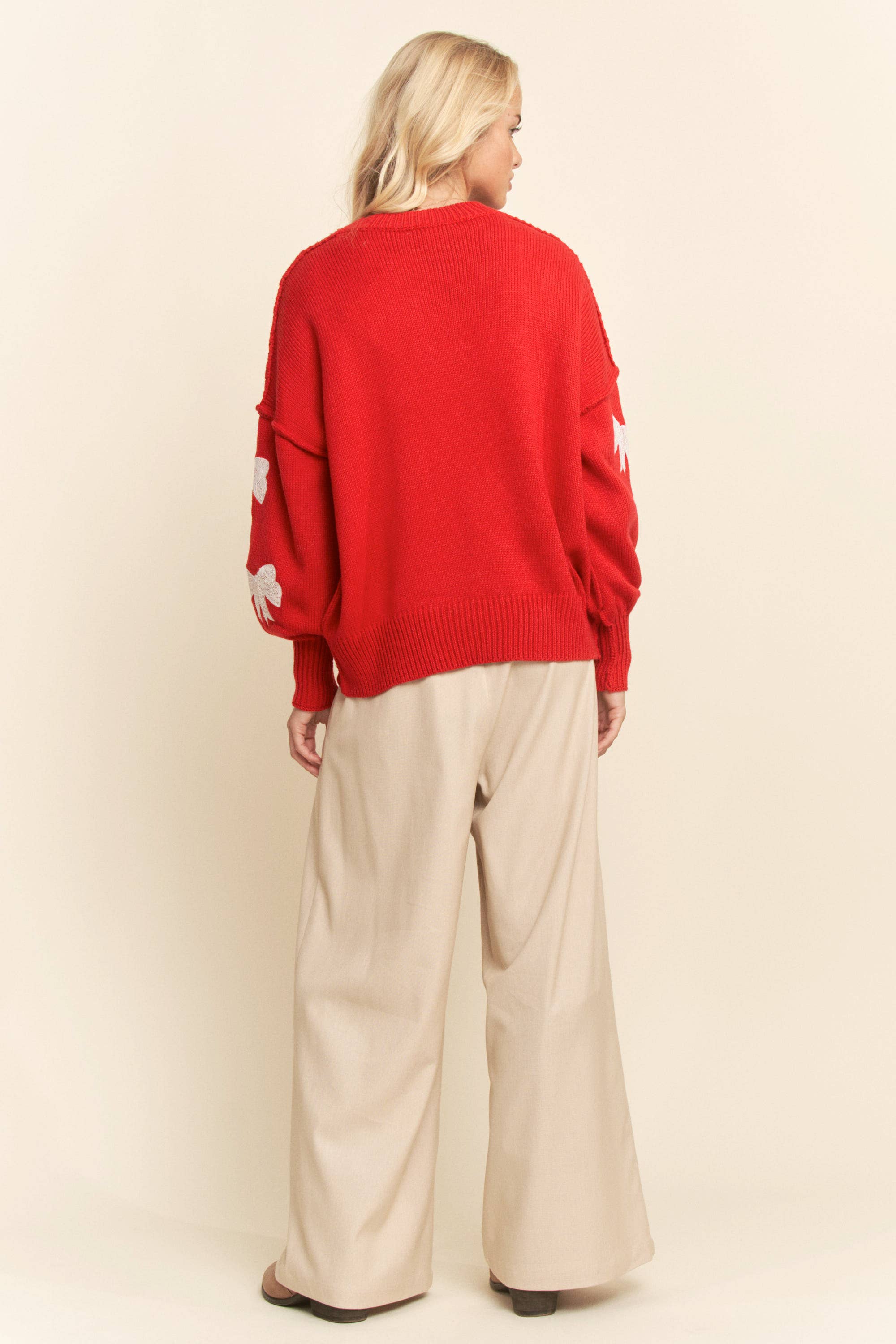 Lace Ribbon Bow Patch Sweater