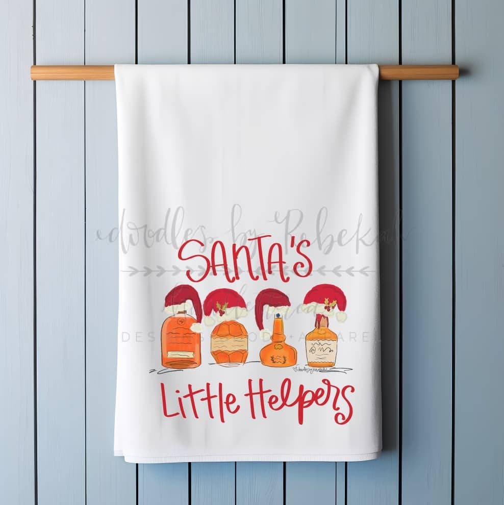 Santa's Little Helpers Bourbon Tea Towel