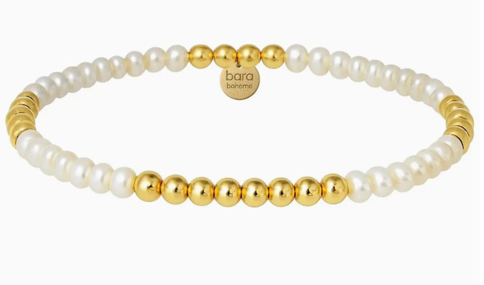 14k gold filled beaded bracelet, waterproof and hypoallergenic, stackable jewelry for women