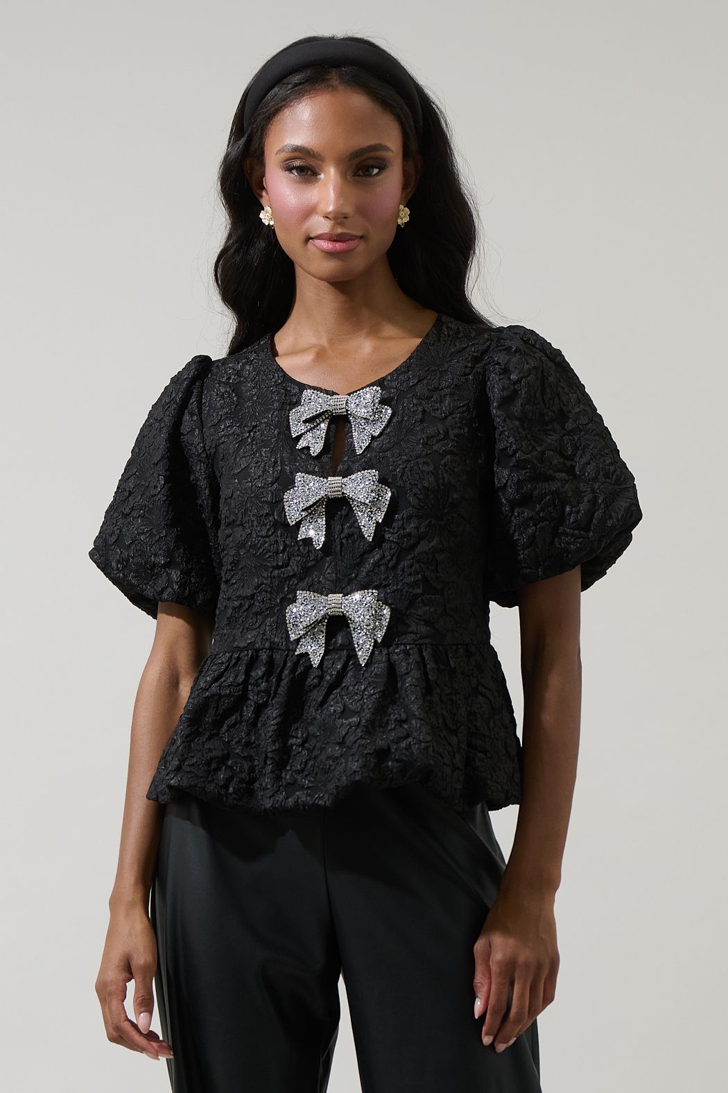 Black Top with Silver Bows