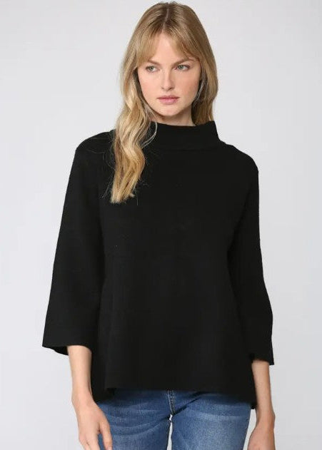 Monica Mock Neck Sweater in Black
