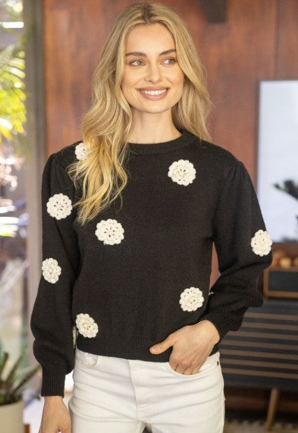 Polly Pearl Sweater in Black