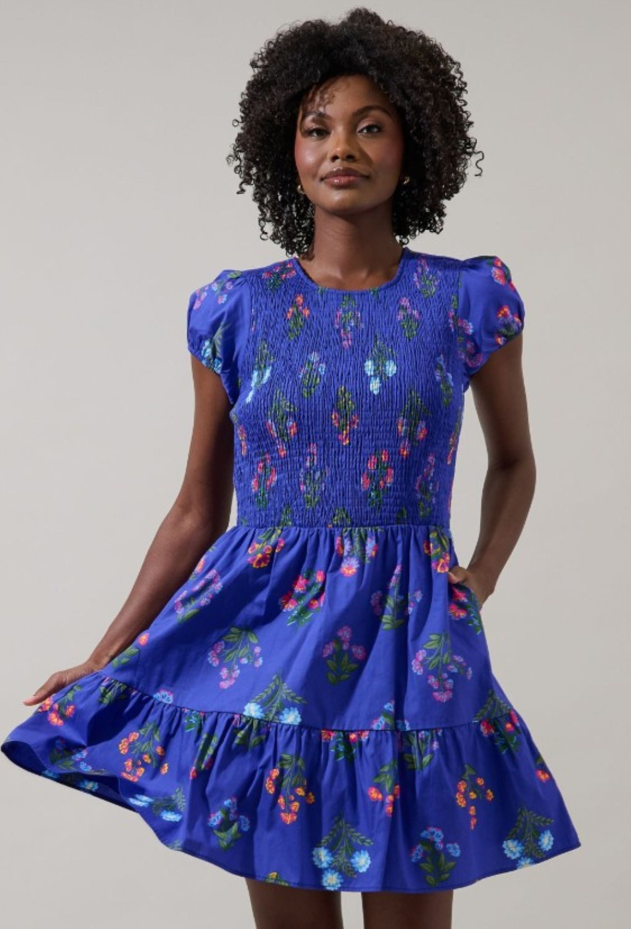 Claire Floral Smocked Mini Dress