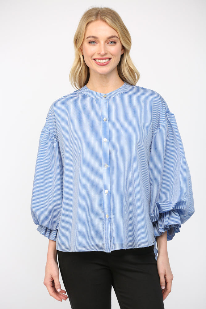 Pinstripe Blouse in Blue - Surprise Lily