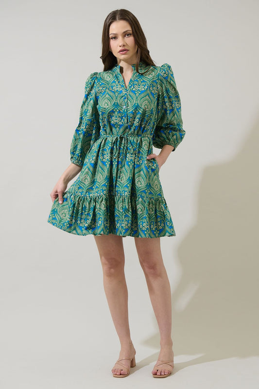 Green and Blue Paisley Dress