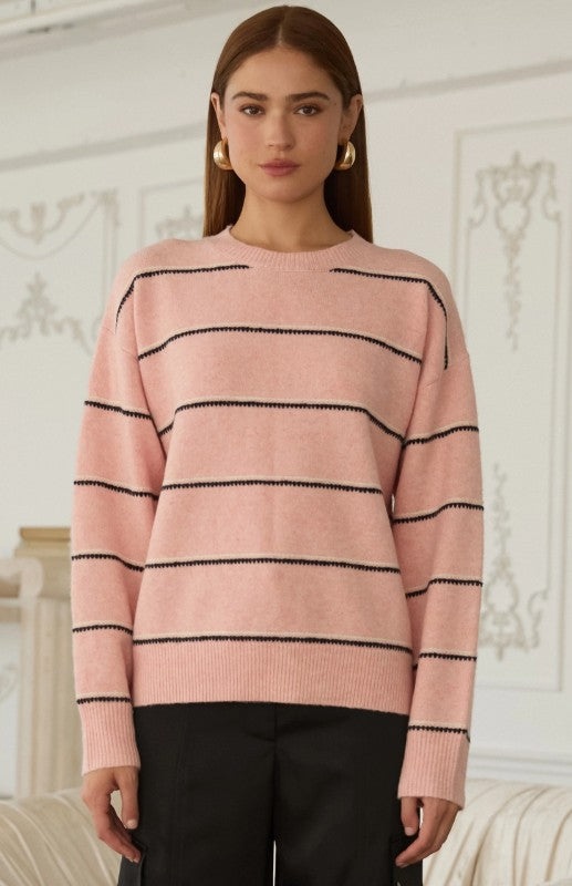 Pink and Navy Stripped Sweater