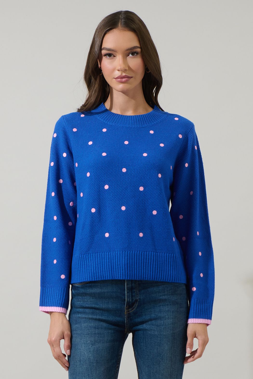 Luxie Polka Dot Royal Blue Sweater