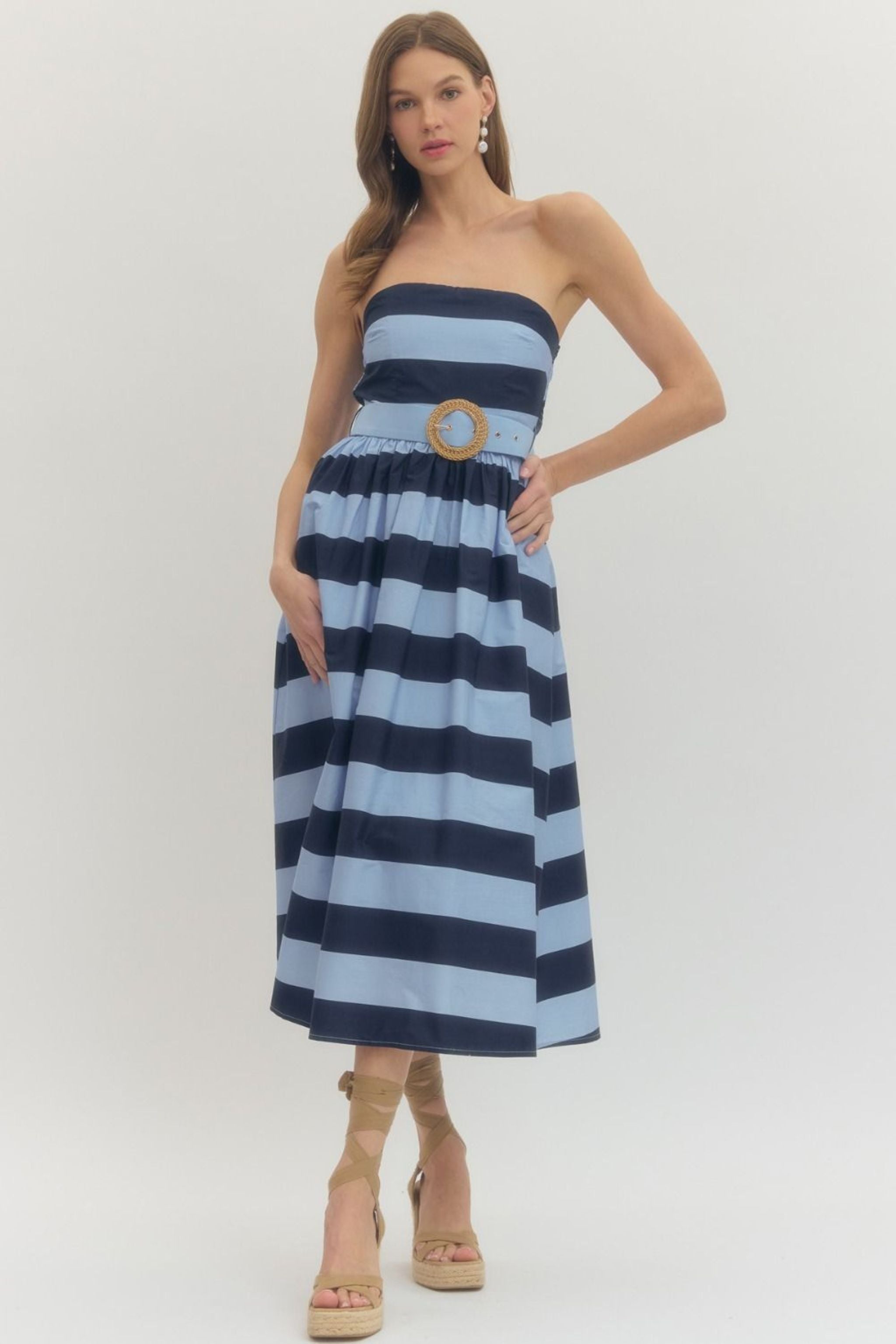 Blue Horizon Strapless Midi - Surprise Lily