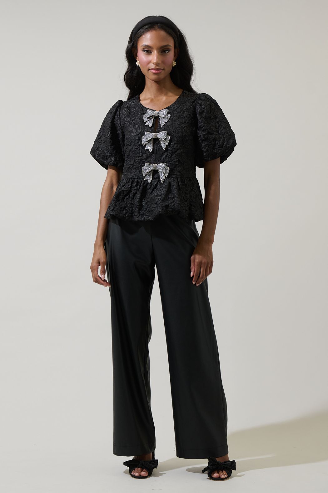 Black Top with Silver Bows