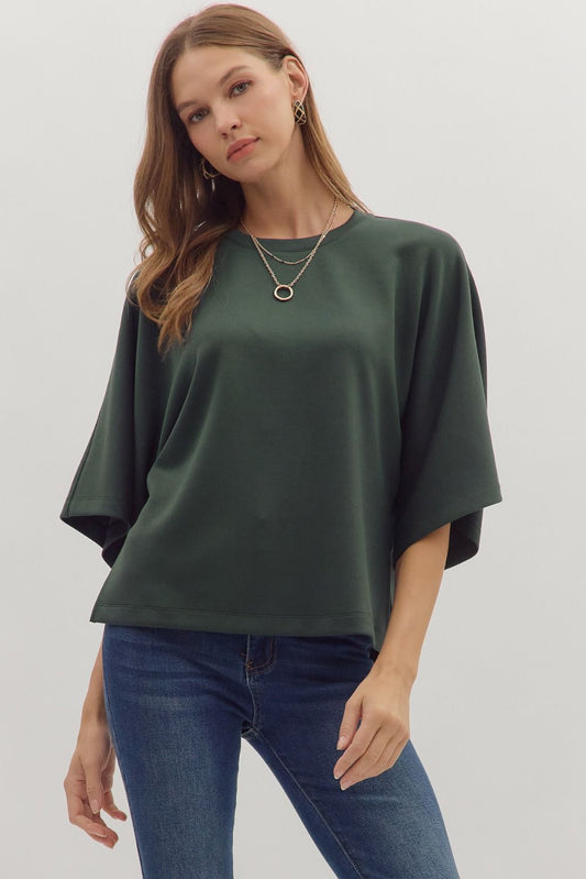Dark Green Relaxed Sleeve Top