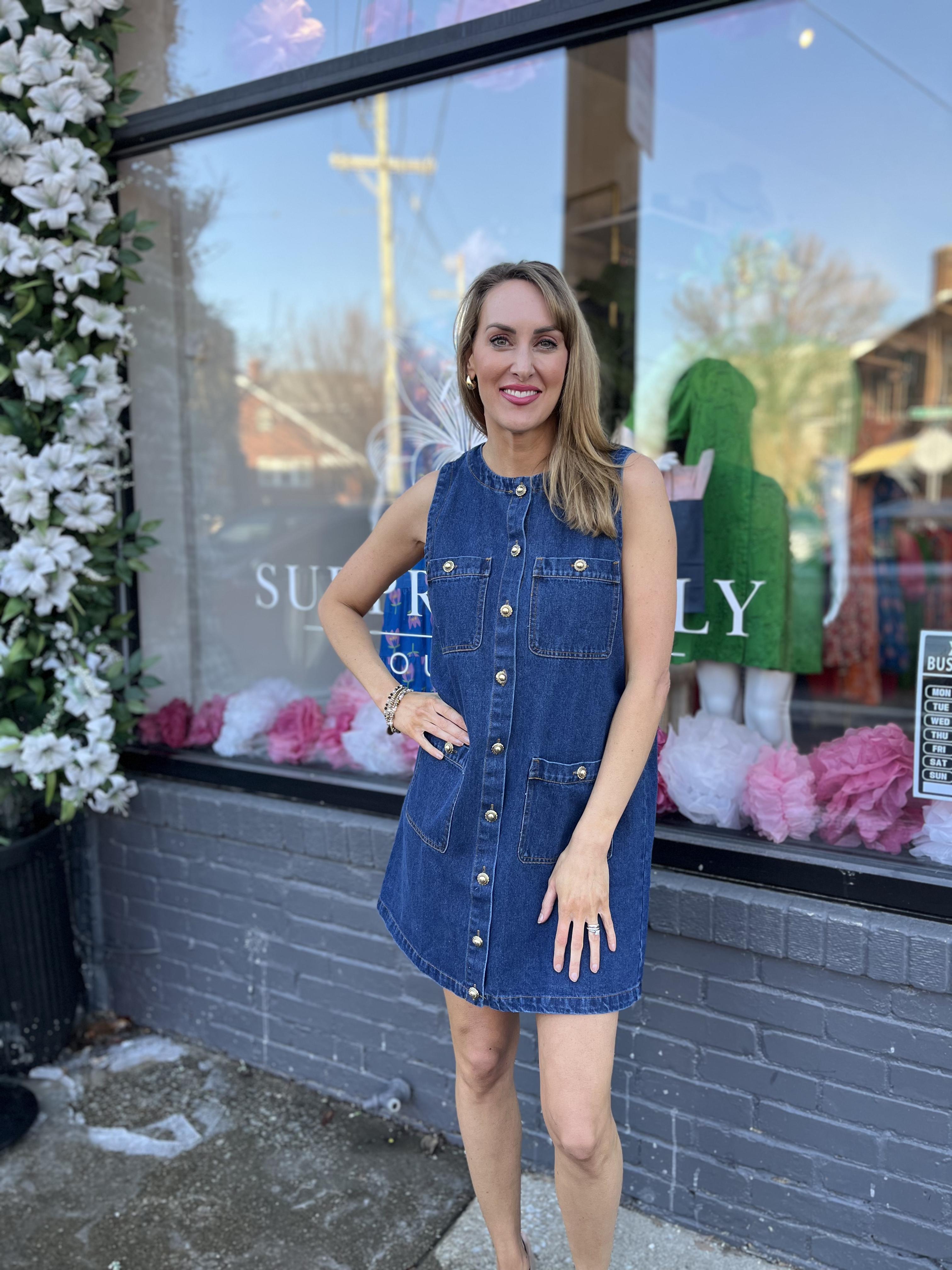 Rebecca Sleeveless Mini Denim Dress